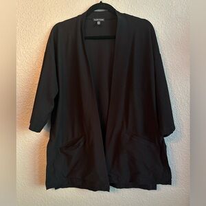 Eileen Fisher Black Lightweight Stretch Crepe Open Blazer Cardigan Women's S/P